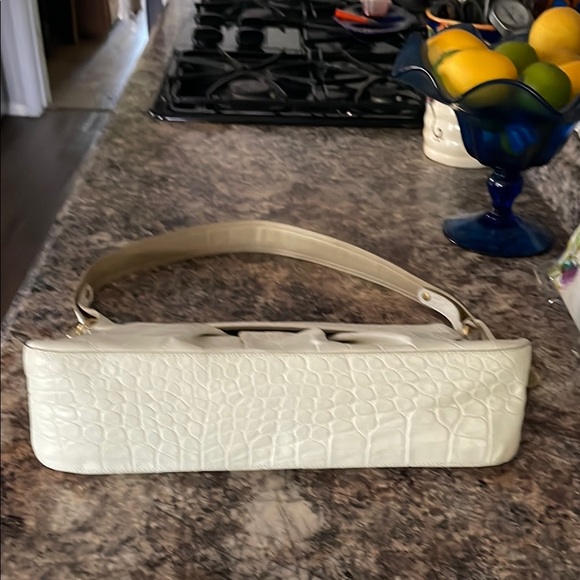 Brahmin White Leather Shoulder Bag with Pleated Design - Picture 11 of 11
